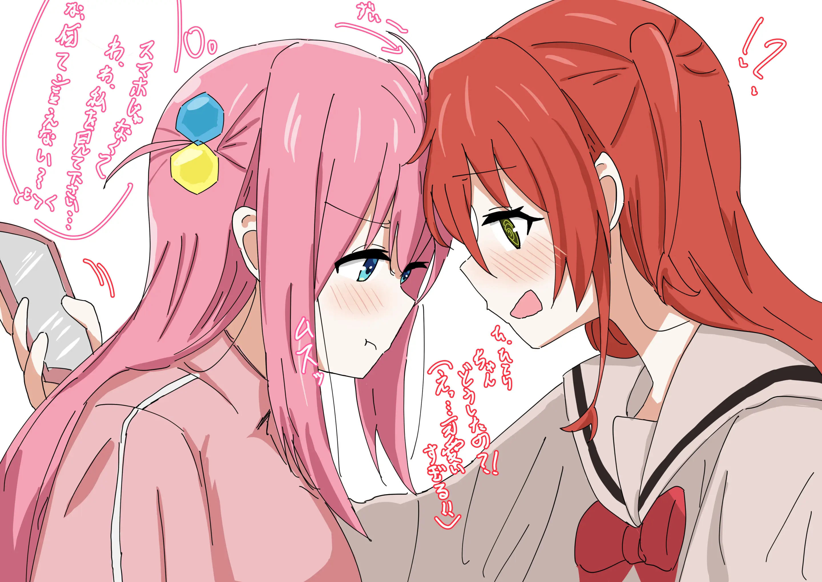 百合のシーンを描いた喜多郁代のイラスト